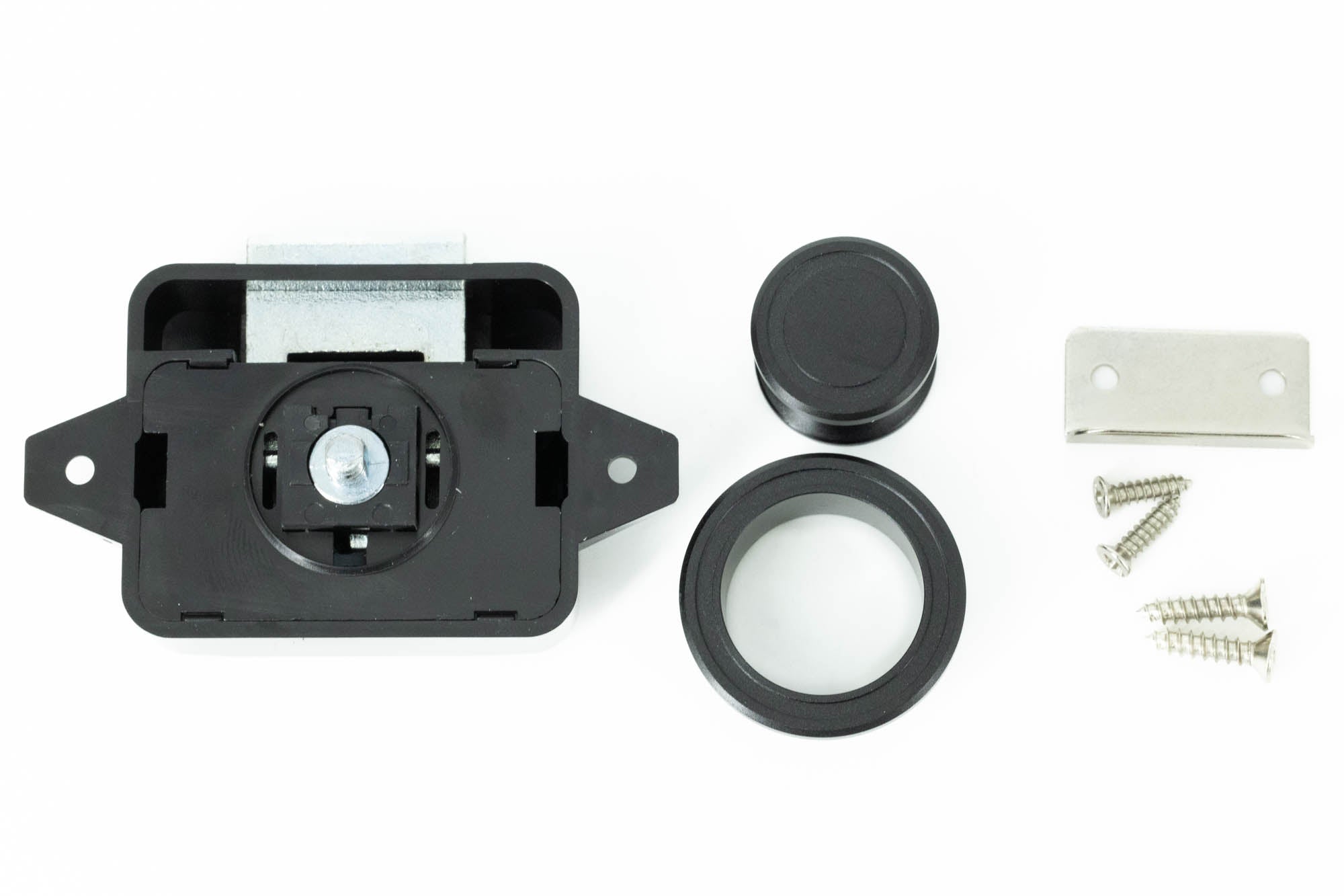 Black Aluminium Push Button Cabinet Latch