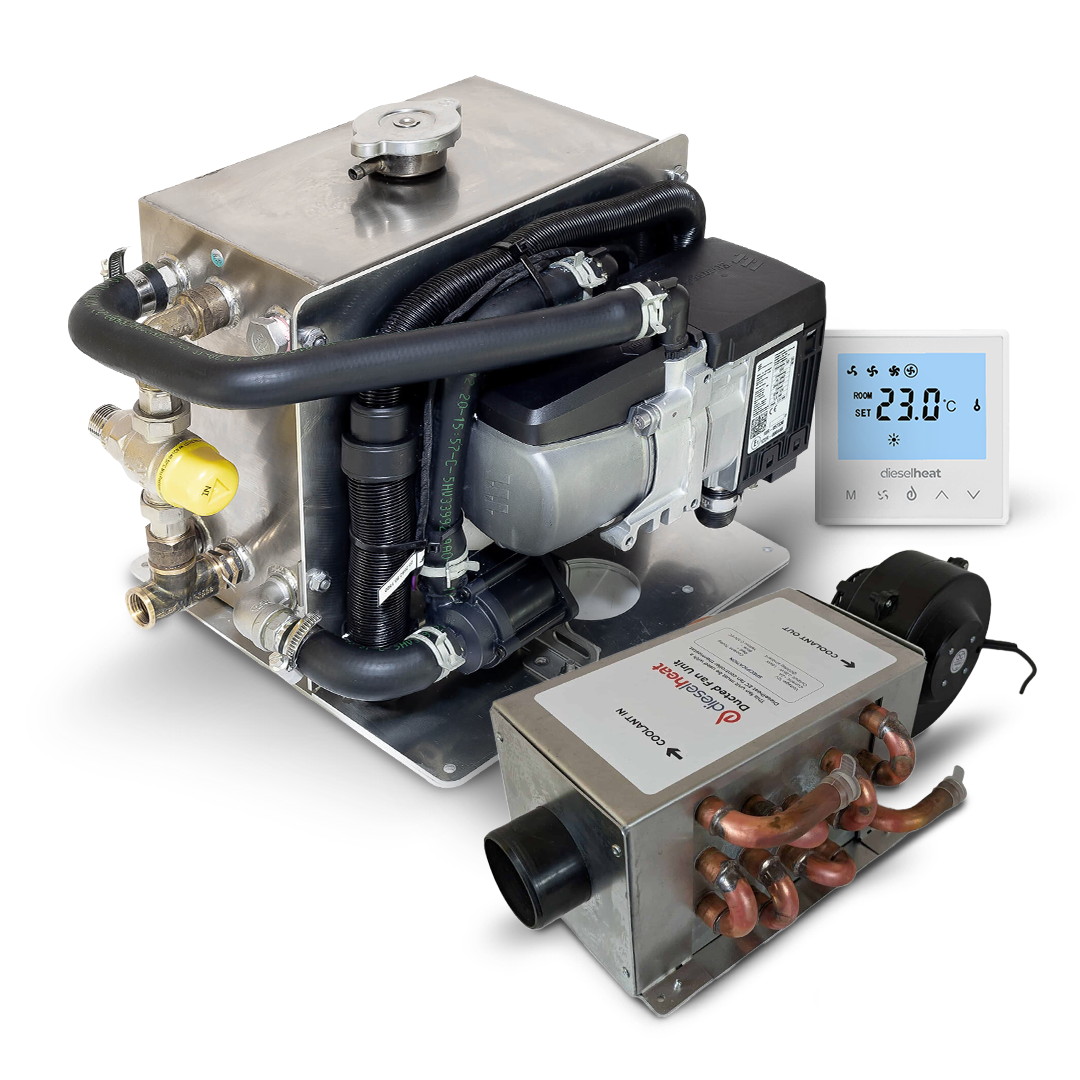 Hot Water + Hot Air System - Diesel - Suits Sprinter - DH9 Hydronic Hot Water with Eberspacher Furnace and 1.8kW Ducted Fan