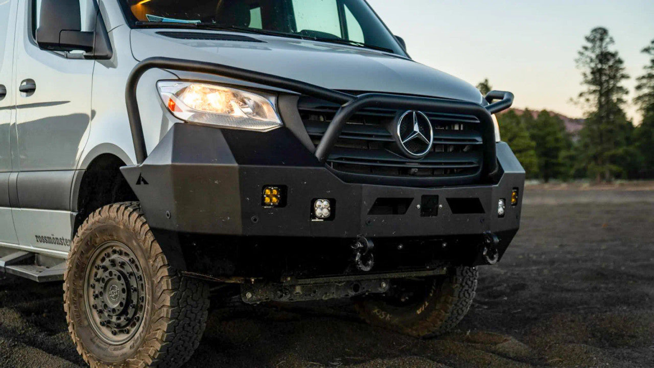 ALUMINESS FRONT WINCH BUMPER - SPRINTER 2019+ WITH BRUSH GUARDS